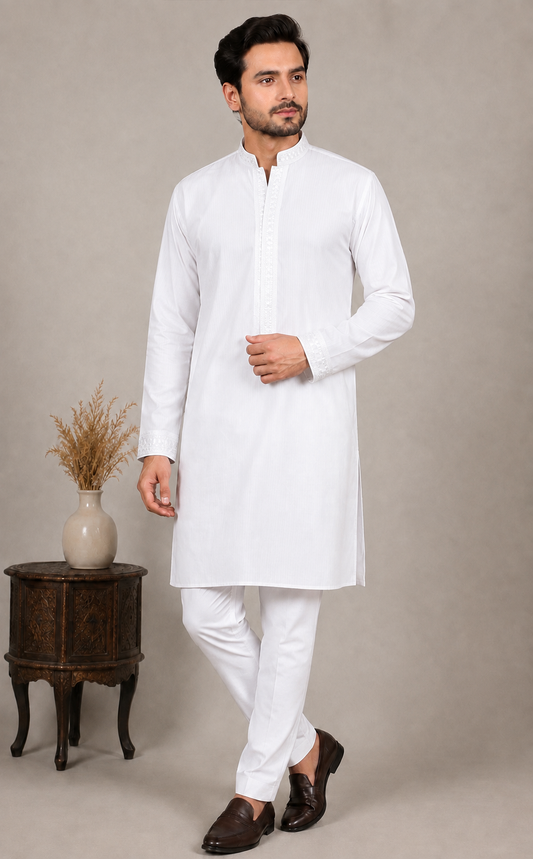 Ivory embroidered kurta set