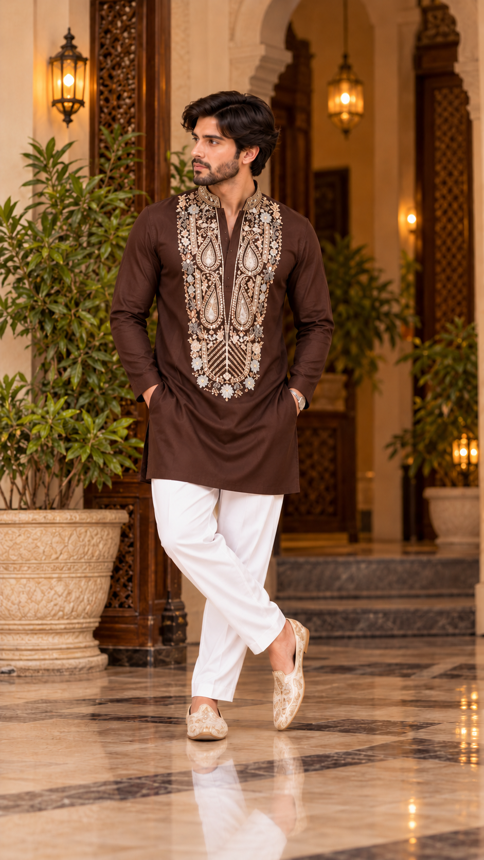 Paisley Embroidered Kurta Set