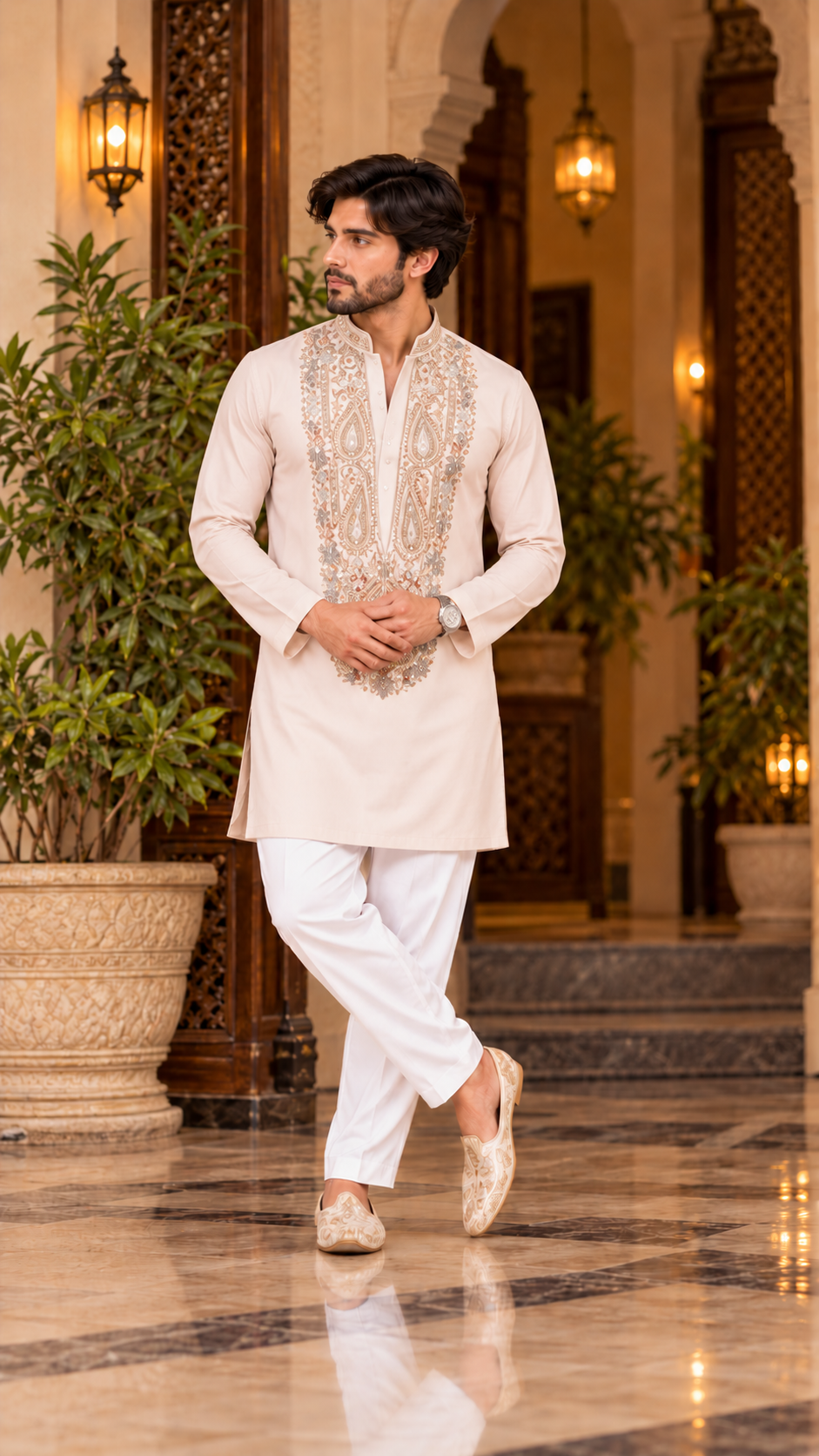 Paisley Embroidered Kurta Set
