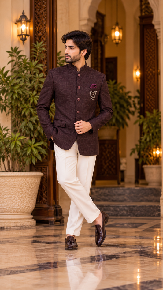 Textured Bandgala Suit