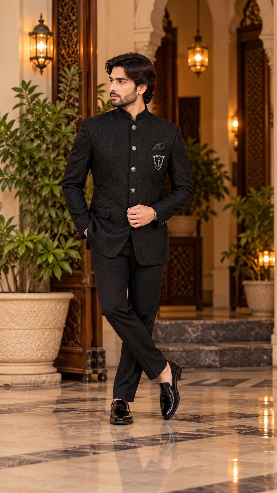 Textured Bandgala Suit