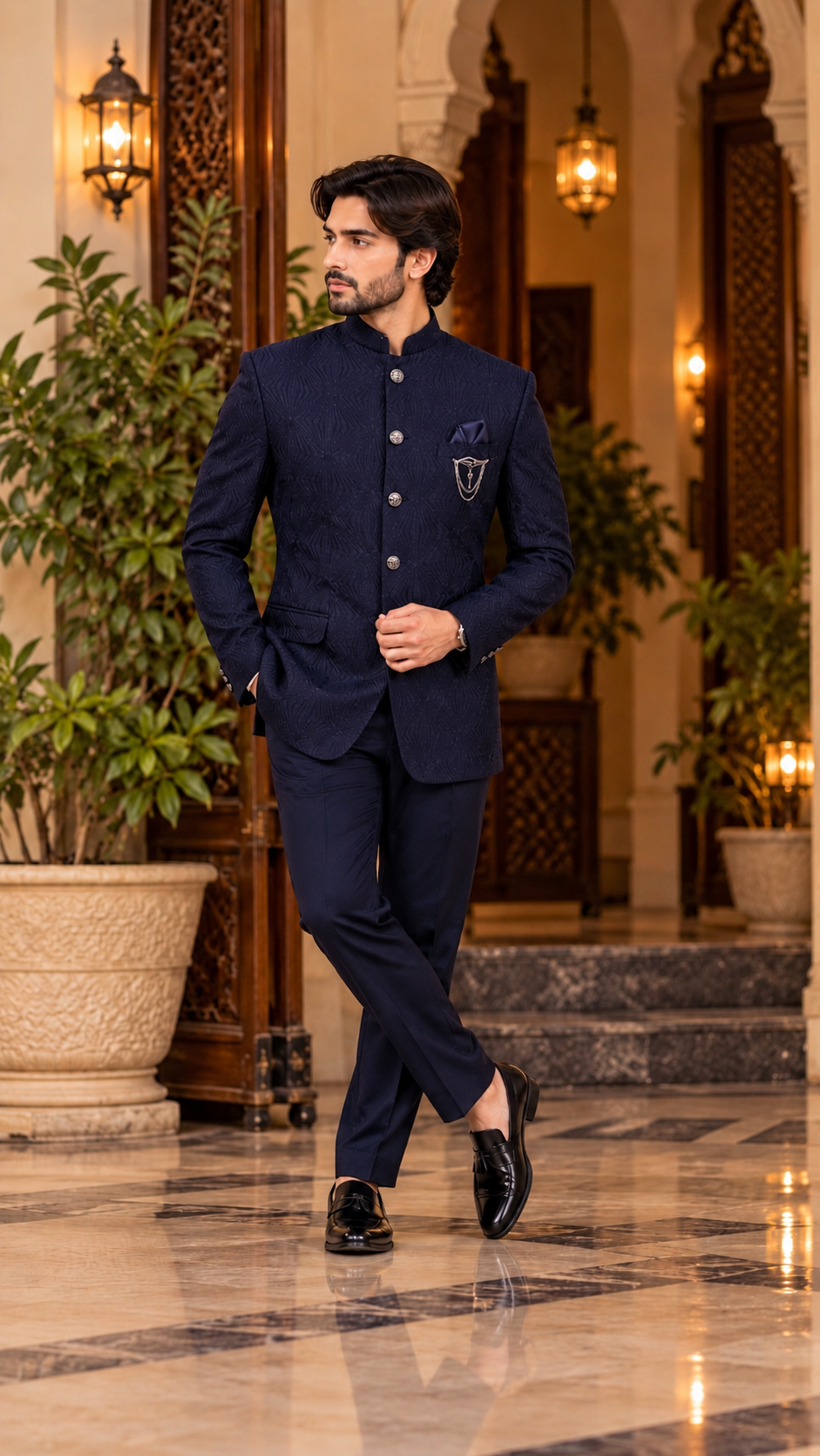 Textured Bandgala Suit