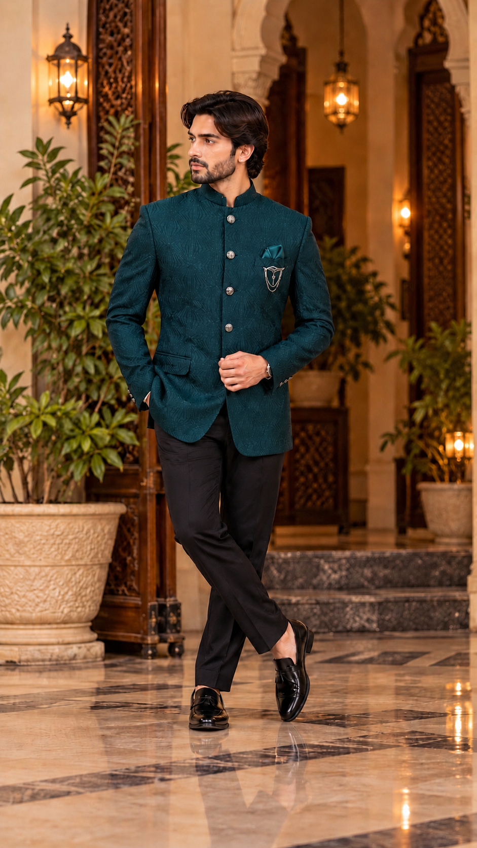 Textured Bandgala Suit