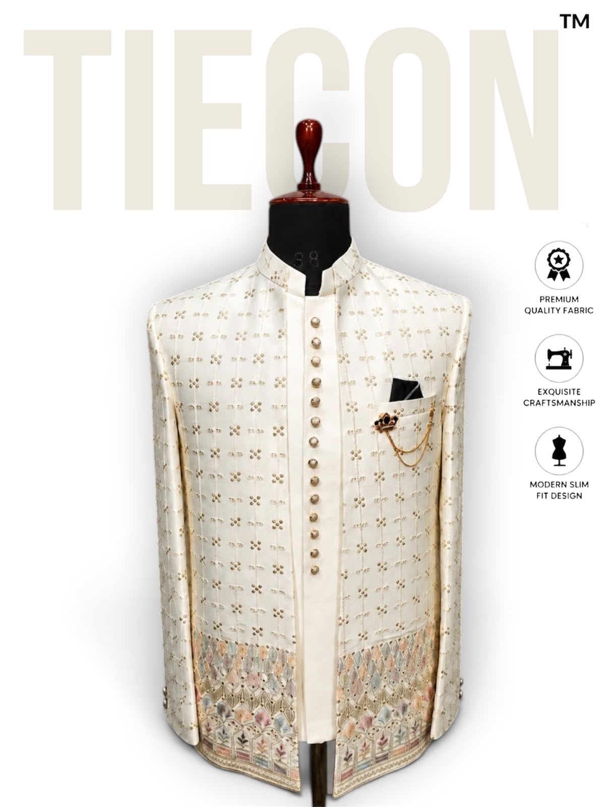 Embroidered Short Shrug Suit